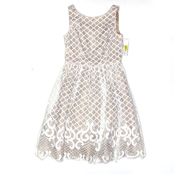 Eliza J Lace Sleeveless Fit & Flare Dress White 6 NWT - Picture 1 of 6